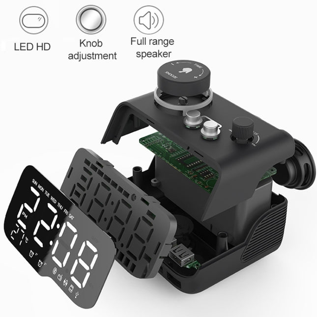 M9 Wireless Bluetooth Speaker Multifunctional Desktop Alarm Clock Support TF Card & U Disk & AUX, US Plug, EU Plug, UK Plug