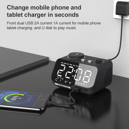 M9 Wireless Bluetooth Speaker Multifunctional Desktop Alarm Clock Support TF Card & U Disk & AUX, US Plug, EU Plug, UK Plug