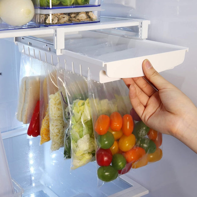 Refrigerator Fresh-Keeping Bag Track Storage Rack Sealed Bag Telescopic Household Storage Rack, Refrigerator Fresh-Keeping Bag