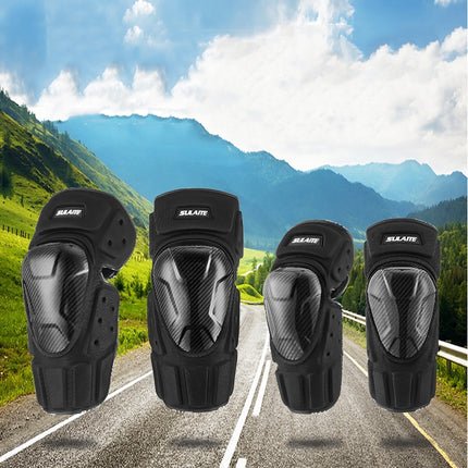 SULAITE Off-Road Motorcycle Windproof Warmth Drop-Proof Breathable Carbon Fiber Protective Gear, Knee Pads+Elbow Pads, Knee Pads