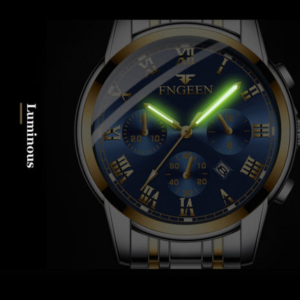 FNGEEN 4006 Men Automatic Mechanical Watch Waterproof Quartz Watch, Gold Blue Surface, Gold Black Surface, Gold White Surface, White Steel White Surface, White Steel Black Surface, White Steel Blue Surface, Black Steel Black Surface                    ...