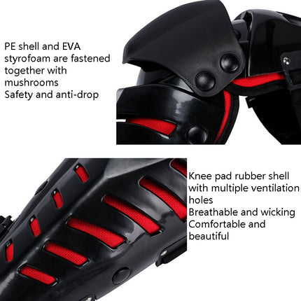 SULAITE Motorcycle Outdoor Riding Anti-Fall Protective Gear Knee Pads, Black, Black Red