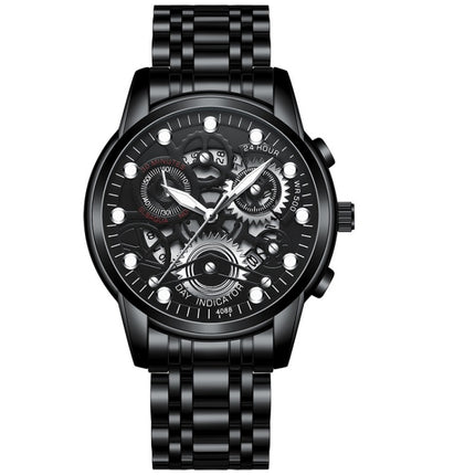 FNGEEN 4088 Men Hollow Quartz Watch Student Waterproof Luminous Watch, Full Gold Gold Surface, Full Gold Black Surface, Black Steel Black Surface White Nails, Black Steel Black Surface Gold Nails, Gold And Gold Surface, Gold Black Surface              ...