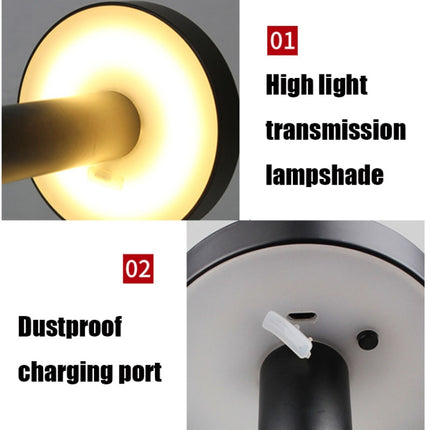 BC965 Student Eye Protection USB Waterproof LED Table Lamp Bedside Bar Table Lamp, Black, White Storage, Ink Marble Pattern