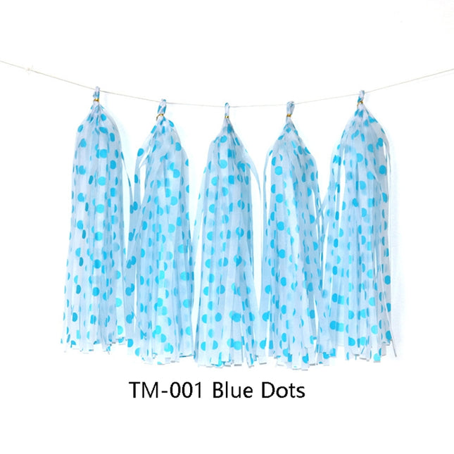 Color Polka Dot Paper Tassels Birthday Room Decoration Ribbon Garland, TM-001 Blue Dots, TM-002 Pink Dots, TM-003 Yellow Dot, TM-004 Purple Dot, TM-005 Golden Dot, TM-006 Silver Dot, TM-007 Green Dot, TX-008 Star Moon Pink, TX-009 Star Moon Beige      ...
