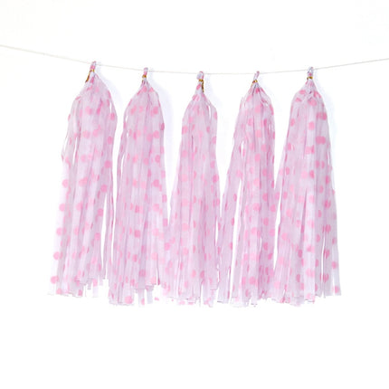 Color Polka Dot Paper Tassels Birthday Room Decoration Ribbon Garland, TM-001 Blue Dots, TM-002 Pink Dots, TM-003 Yellow Dot, TM-004 Purple Dot, TM-005 Golden Dot, TM-006 Silver Dot, TM-007 Green Dot, TX-008 Star Moon Pink, TX-009 Star Moon Beige      ...