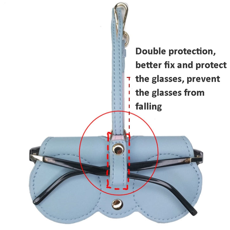 Cute And Funny PU Sunglasses Case Portable Glasses Case With Hanging Buckle, Flowers (Lake Blue Color Matching), Mengbao (Gray Stitching), Cat Girl (Red Frame), Red Love, Eyelashes, Big Eyes (Gray), British Style (Stripe Contrast), Red Love Cat Girl���...