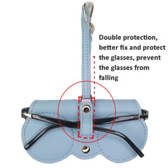 Cute And Funny PU Sunglasses Case Portable Glasses Case With Hanging Buckle, Flowers (Lake Blue Color Matching), Mengbao (Gray Stitching), Cat Girl (Red Frame), Red Love, Eyelashes, Big Eyes (Gray), British Style (Stripe Contrast), Red Love Cat Girl���...