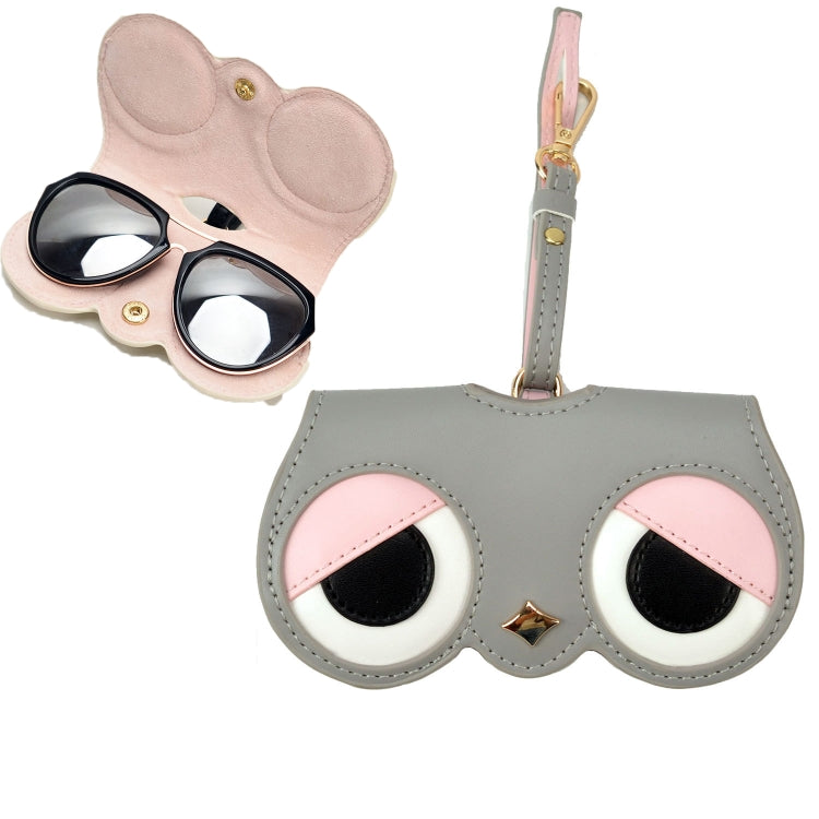 Cute And Funny PU Sunglasses Case Portable Glasses Case With Hanging Buckle, Flowers (Lake Blue Color Matching), Mengbao (Gray Stitching), Cat Girl (Red Frame), Red Love, Eyelashes, Big Eyes (Gray), British Style (Stripe Contrast), Red Love Cat Girl���...