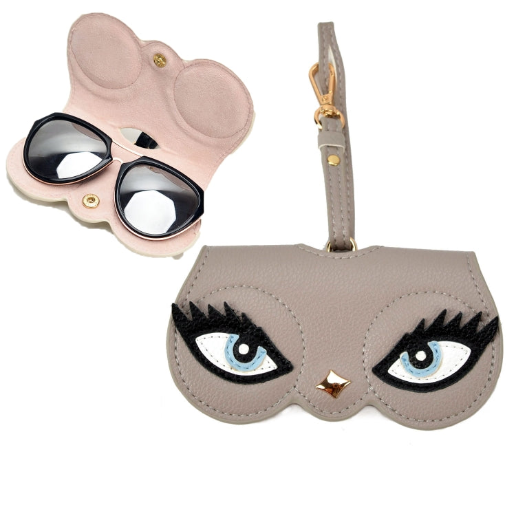 Cute And Funny PU Sunglasses Case Portable Glasses Case With Hanging Buckle, Flowers (Lake Blue Color Matching), Mengbao (Gray Stitching), Cat Girl (Red Frame), Red Love, Eyelashes, Big Eyes (Gray), British Style (Stripe Contrast), Red Love Cat Girl���...