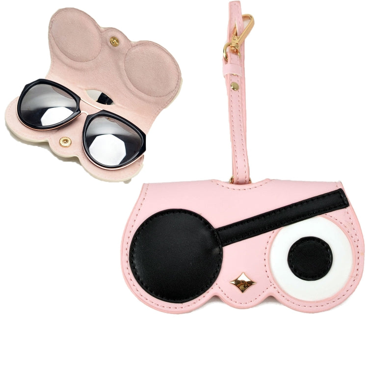 Cute And Funny PU Sunglasses Case Portable Glasses Case With Hanging Buckle, Flowers (Lake Blue Color Matching), Mengbao (Gray Stitching), Cat Girl (Red Frame), Red Love, Eyelashes, Big Eyes (Gray), British Style (Stripe Contrast), Red Love Cat Girl���...