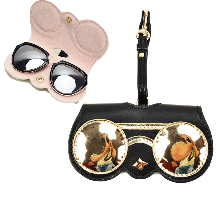 Cute And Funny PU Sunglasses Case Portable Glasses Case With Hanging Buckle, Flowers (Lake Blue Color Matching), Mengbao (Gray Stitching), Cat Girl (Red Frame), Red Love, Eyelashes, Big Eyes (Gray), British Style (Stripe Contrast), Red Love Cat Girl���...