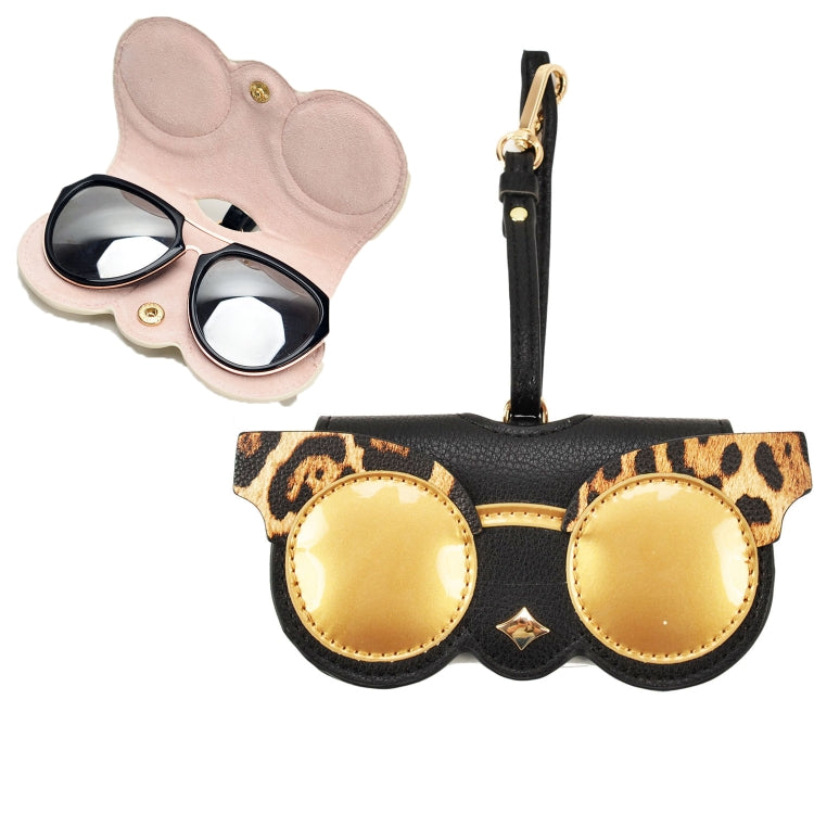Cute And Funny PU Sunglasses Case Portable Glasses Case With Hanging Buckle, Flowers (Lake Blue Color Matching), Mengbao (Gray Stitching), Cat Girl (Red Frame), Red Love, Eyelashes, Big Eyes (Gray), British Style (Stripe Contrast), Red Love Cat Girl���...