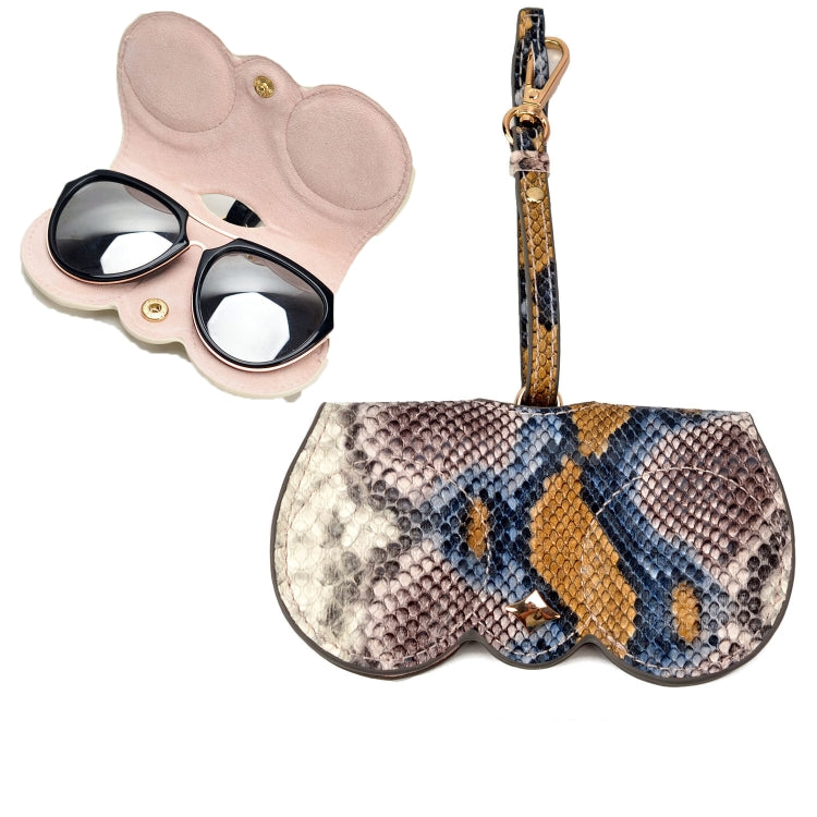 Cute And Funny PU Sunglasses Case Portable Glasses Case With Hanging Buckle, Flowers (Lake Blue Color Matching), Mengbao (Gray Stitching), Cat Girl (Red Frame), Red Love, Eyelashes, Big Eyes (Gray), British Style (Stripe Contrast), Red Love Cat Girl���...