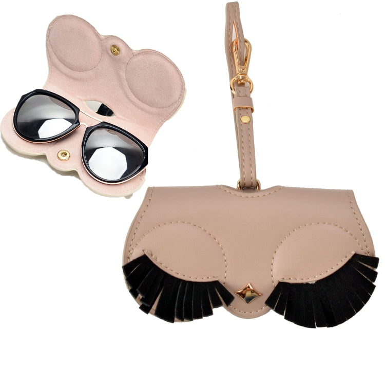 Cute And Funny PU Sunglasses Case Portable Glasses Case With Hanging Buckle, Flowers (Lake Blue Color Matching), Mengbao (Gray Stitching), Cat Girl (Red Frame), Red Love, Eyelashes, Big Eyes (Gray), British Style (Stripe Contrast), Red Love Cat Girl���...