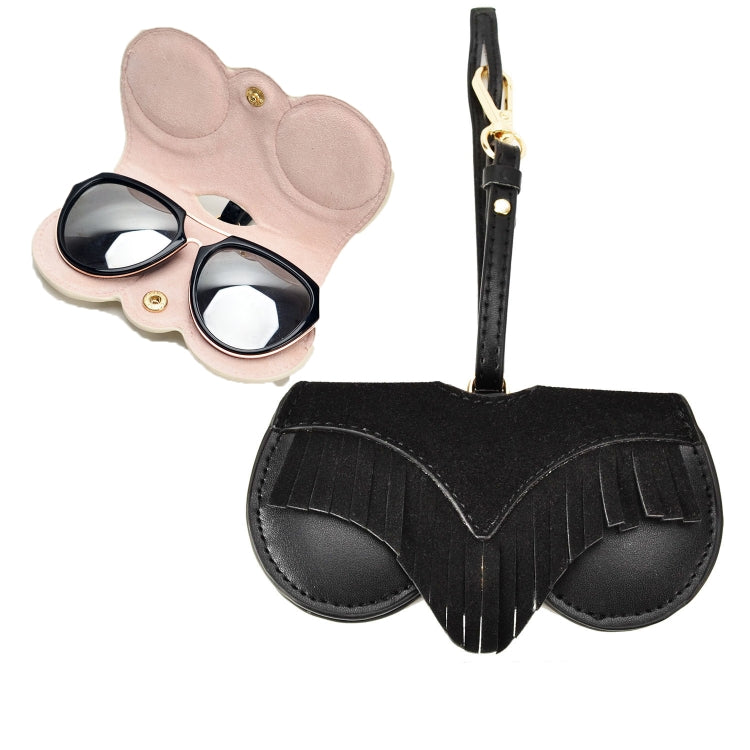 Cute And Funny PU Sunglasses Case Portable Glasses Case With Hanging Buckle, Flowers (Lake Blue Color Matching), Mengbao (Gray Stitching), Cat Girl (Red Frame), Red Love, Eyelashes, Big Eyes (Gray), British Style (Stripe Contrast), Red Love Cat Girl���...