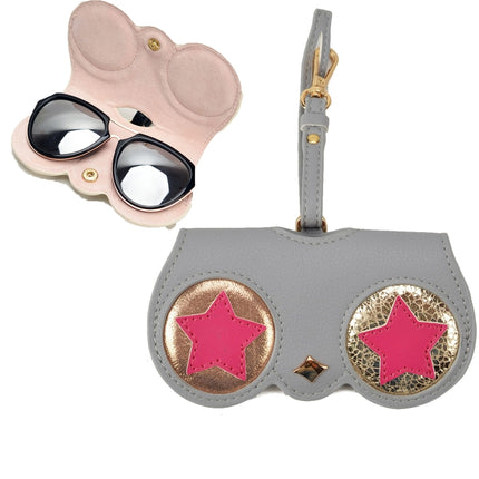 Cute And Funny PU Sunglasses Case Portable Glasses Case With Hanging Buckle