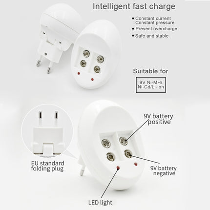 9V L-ion Rechargeable Battery 6F22 9V Lithium Batteries Charger, US Plug, EU Plug
