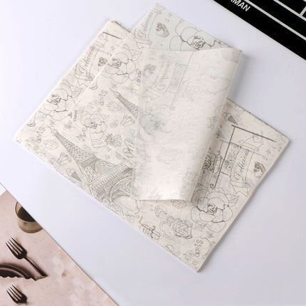 100 Sheets / Pack Cake Greaseproof Paper Baking Packaging Plate Paper Hamburger Paper, Colour: Classical Newspaper, Classical Newspaper, Color Pastry, Orange Tower, White English, Coffee English, Wheat English, Pure White, Thick Kraft Paper, Gray Tower