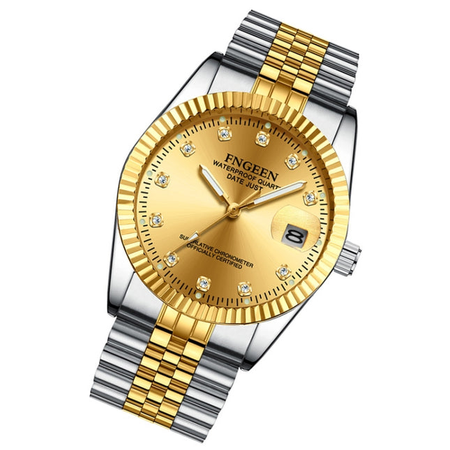 FNGEEN 7008 Men Fashion Diamond Dial Watch Couple Watch, Full Gold Gold Surface, Full Gold Black Surface, Full Gold White Surface, Golden Surface, Gold Black Sueface, Golden White Surface, Brown Leather Full Gold Surface                                ...