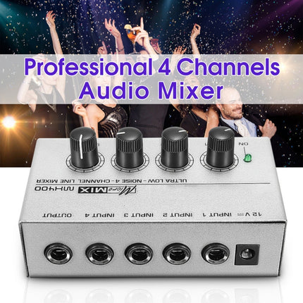 Mini Karaoke Audio Mixer4 Channel Line Mono Microphone Sound Mixing Amplifier For Family KTV