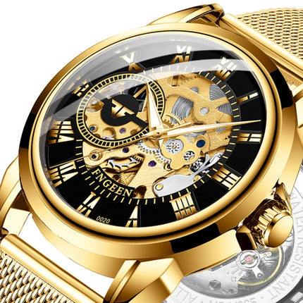 FNGEEN 0020 Men And Women Automatic Mechanical Watch Double-sided Hollow Business Watch, Steel Belt Full Gold Golden Surface, Steel Belt Full Gold White Surface, Steel Belt Full Gold Black Surface, Steel Strip White Steel Black Surface                 ...