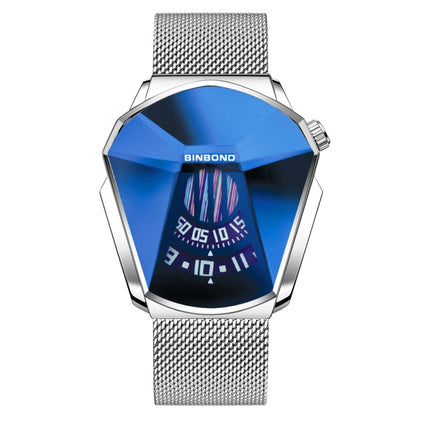 BINBONG 01 Men Locomotive Concept Diamond Dial Quartz Watch, White Steel White Surface, White Steel Blue Surface, Full Gold Golden Surface, Full Gold Blue Surface, Black Steel White Surface, Black Steel Blue Surface, White Mash White Steel White Surfac...