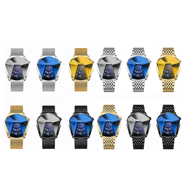 BINBONG 01 Men Locomotive Concept Diamond Dial Quartz Watch, White Steel White Surface, White Steel Blue Surface, Full Gold Golden Surface, Full Gold Blue Surface, Black Steel White Surface, Black Steel Blue Surface, White Mash White Steel White Surfac...