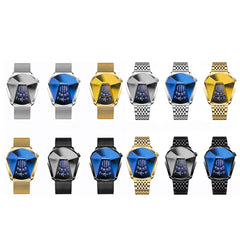 BINBONG 01 Men Locomotive Concept Diamond Dial Quartz Watch, White Steel White Surface, White Steel Blue Surface, Full Gold Golden Surface, Full Gold Blue Surface, Black Steel White Surface, Black Steel Blue Surface, White Mash White Steel White Surfac...