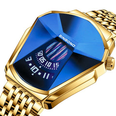 BINBONG 01 Men Locomotive Concept Diamond Dial Quartz Watch, White Steel White Surface, White Steel Blue Surface, Full Gold Golden Surface, Full Gold Blue Surface, Black Steel White Surface, Black Steel Blue Surface, White Mash White Steel White Surfac...