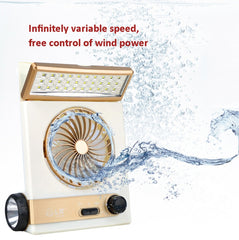 Four-In-One Solar Fan With Lamp Flashlight Function,CN Plug, Golden, Blue