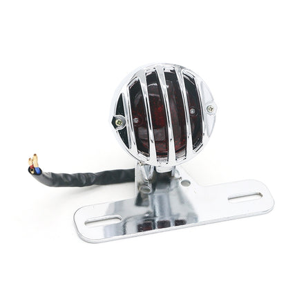 Universal Retro Waning Tail Light Motorcycle Modified Rear Tail Light Brake Light, Black, Silver