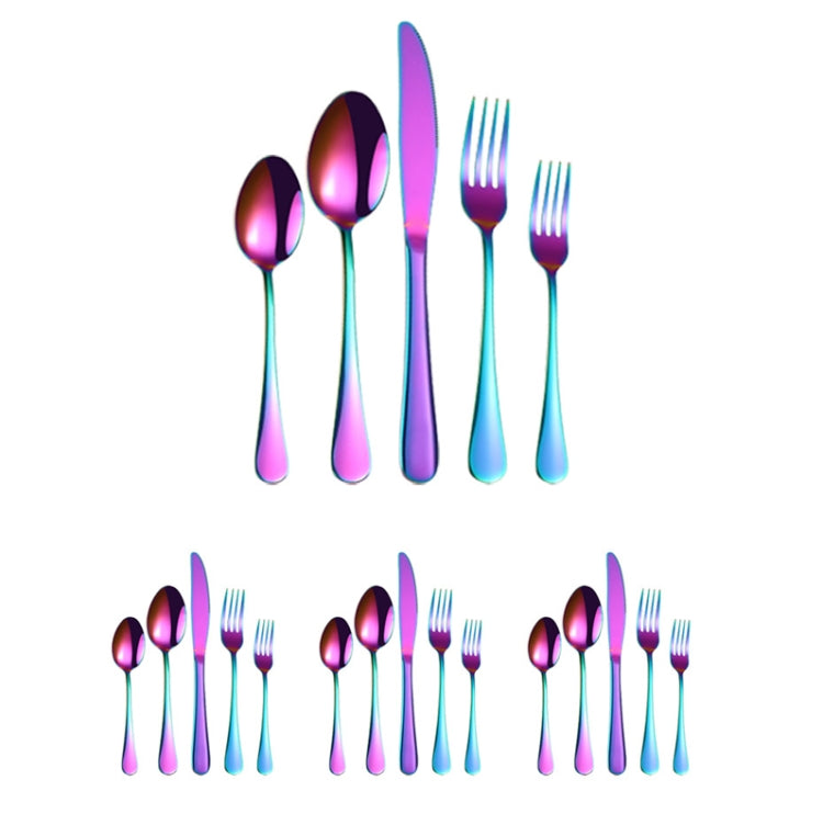20 in 1 Stainless Steel Cutlery Steak Cutlery Set, True Color, Golden, Rose Gold, Colorful, Black