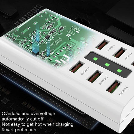 30W 2A Multi-Function 6-Port Charging Socket Universal Smart Phone And Tablet USB Charger, US Plug, EU Plug, UK Plug