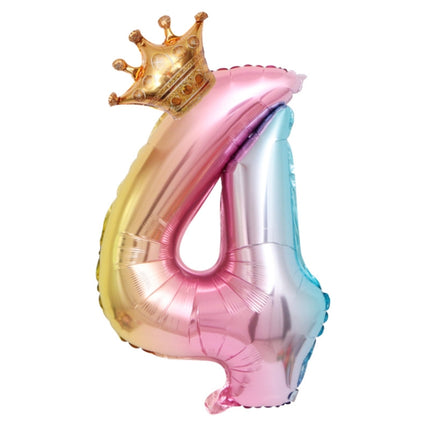 32-Inch Gradient Color Crown Digital Balloon Children Birthday Decoration Film Balloon