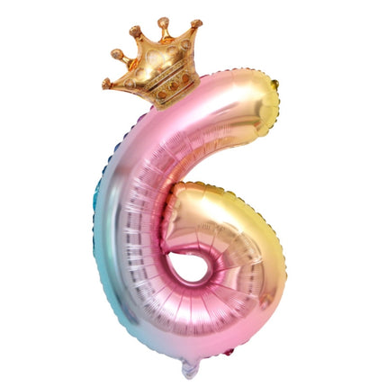 32-Inch Gradient Color Crown Digital Balloon Children Birthday Decoration Film Balloon