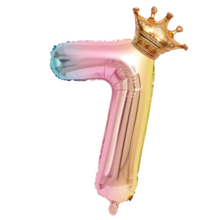 32-Inch Gradient Color Crown Digital Balloon Children Birthday Decoration Film Balloon