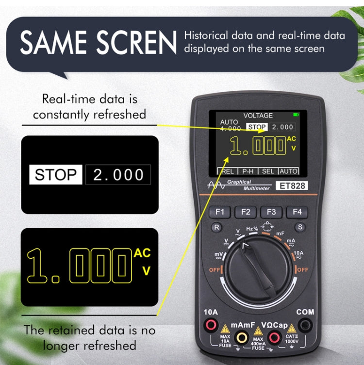 ET828 2 In 1 2 In 1 Oscilloscope Multimeter 2.4 Inch Color Screen Meter Digital Resistance Frequency Tester 1MHz 2.5Msps Meter