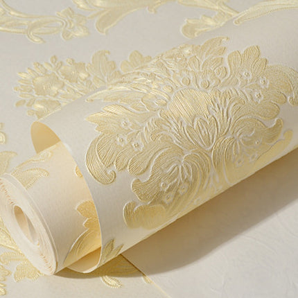 Bedroom Living Room Classic Damascus 3D Precision Pressed Non-Woven Fabric Self-Adhesive Wallpaper, 0.53 x 3 Meters