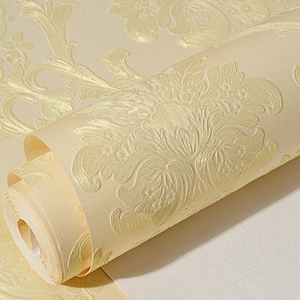 Bedroom Living Room Classic Damascus 3D Precision Pressed Non-Woven Fabric Self-Adhesive Wallpaper, 0.53 x 3 Meters