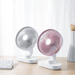 D77 Desktop-Ventilator mit automatischem Schütteln des Kopfes, stumm, tragbar, für Zuhause, Büro, Schlafsaal, USB-Ventilator, Elfenbein, Rosa