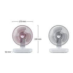 D77 Desktop-Ventilator mit automatischem Schütteln des Kopfes, stumm, tragbar, für Zuhause, Büro, Schlafsaal, USB-Ventilator, Elfenbein, Rosa