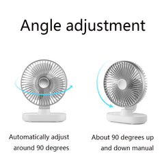 D77 Desktop-Ventilator mit automatischem Schütteln des Kopfes, stumm, tragbar, für Zuhause, Büro, Schlafsaal, USB-Ventilator, Elfenbein, Rosa