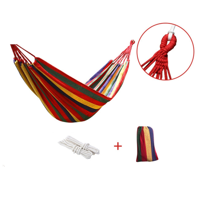 Thick Canvas Hammock Field Rollover Prevention Outdoor  Hammock Swing, 260x80 No Stick Single (Red Stripe), 260x80  Non-stick Single (Blue Stripes ), 260x100 No Stick (Red Stripes), 260x100 No Stick (Blue Stripes), 260x150 No Stick (Red Stripes）�������...