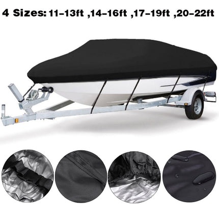 210D Waterproof Boat Cover Speedboat Towed Fishing V-Shaped Boat Cover Rain And Sun Protection Cover, 11-13FT 420x270cm, 14-16FT 530x290cm