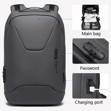 BANEG BG-22188 Fashion Business Anti-Theft Backpack Backpack with External USB Charging Port, Black, Gray