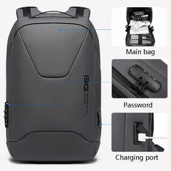 BANEG BG-22188 Fashion Business Anti-Theft Backpack Backpack with External USB Charging Port, Black, Gray