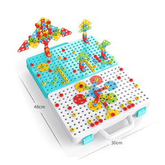 Children Screw-Tightening Electric Drill Toy Manual Assembly Toolbox, Style:, 2D Plane + Manual Drill (188 PCS), 2D Plane + Electric Drill (189 PCS), 3D + Manual Drill (275 PCS), 3D + Electric Drill (276 PCS), 3D + Electric Drill (316 PCS)�������������...