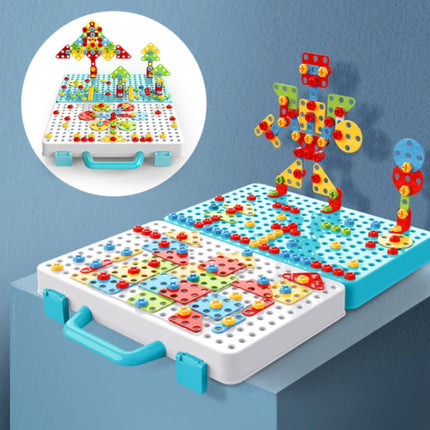 Children Screw-Tightening Electric Drill Toy Manual Assembly Toolbox, Style:, 2D Plane + Manual Drill (188 PCS), 2D Plane + Electric Drill (189 PCS), 3D + Manual Drill (275 PCS), 3D + Electric Drill (276 PCS), 3D + Electric Drill (316 PCS)�������������...