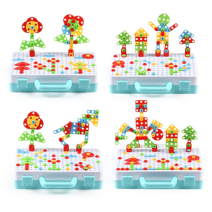 Children Screw-Tightening Electric Drill Toy Manual Assembly Toolbox, Style:, 2D Plane + Manual Drill (188 PCS), 2D Plane + Electric Drill (189 PCS), 3D + Manual Drill (275 PCS), 3D + Electric Drill (276 PCS), 3D + Electric Drill (316 PCS)�������������...